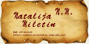 Natalija Miletin vizit kartica